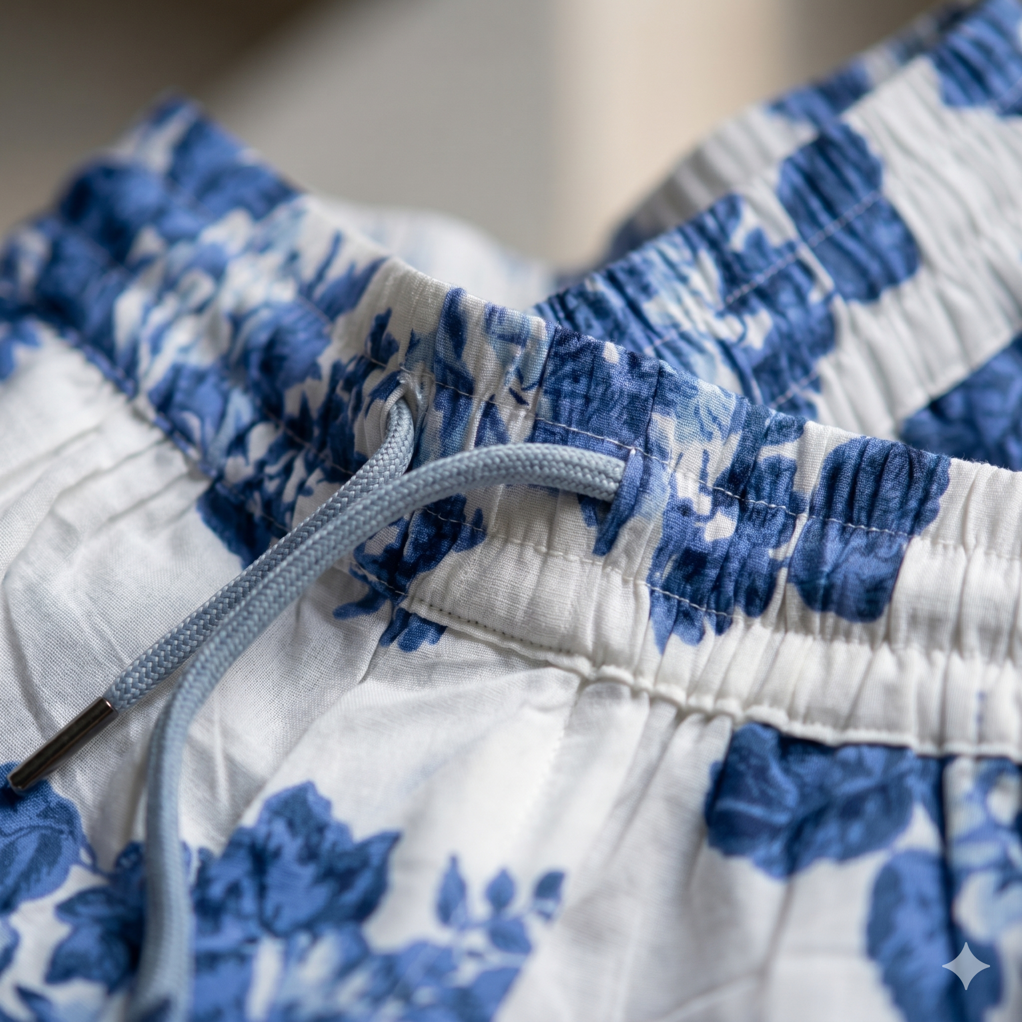 Blue Garden Floral Viscose Shorts Pyjama Set