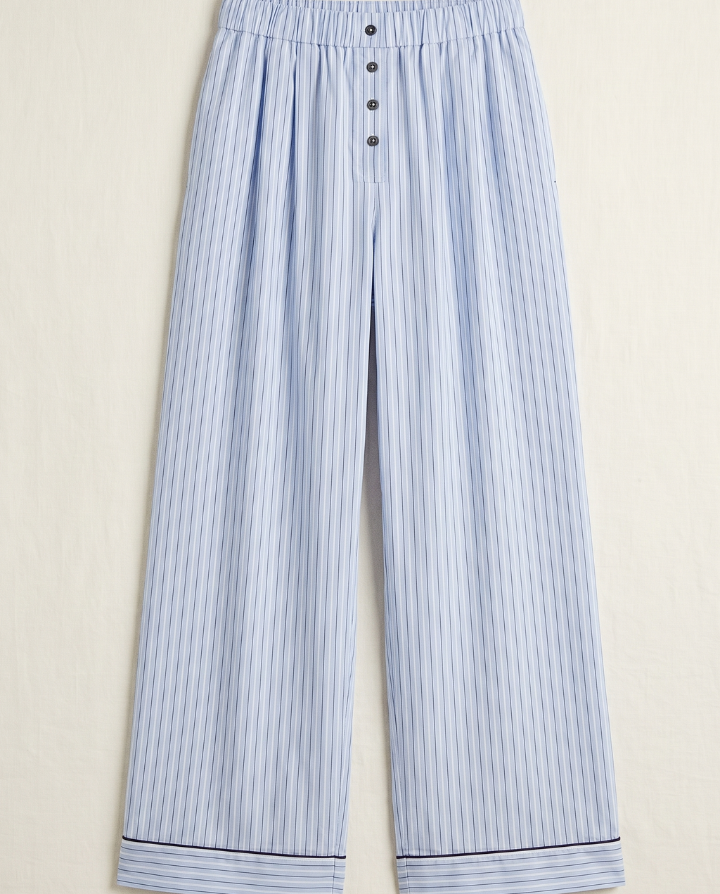 Blue Pinstripe Print Viscose Long Pyjama Set