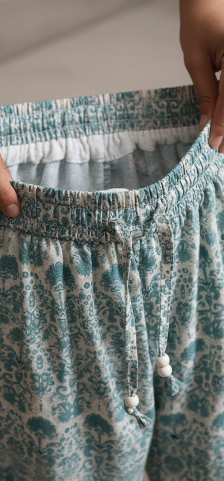 Emerald Calm Cotton Printed Indian Lounge Set