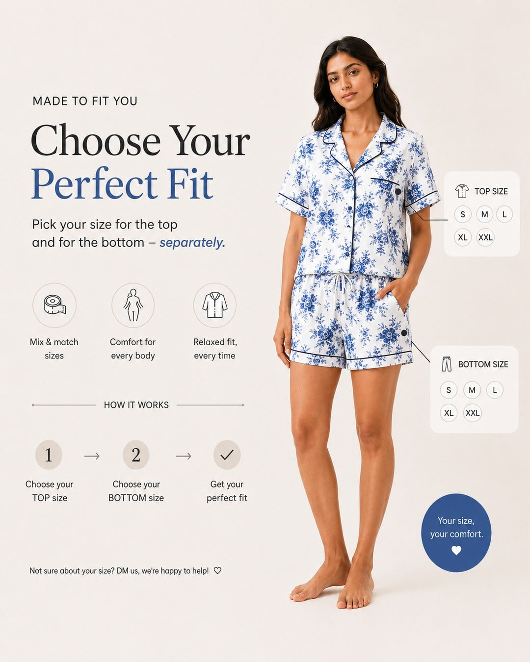Blue Garden Floral Viscose Shorts Pyjama Set